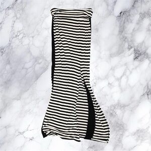 Monteau Los Angeles Fold Over Waist Striped Maxi Skirt Slit Size Small